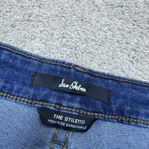 Sam Edelman Jeans The Stiletto High Rise Skinny Ankle Blue Pockets Size 4 - Picture 7 of 12